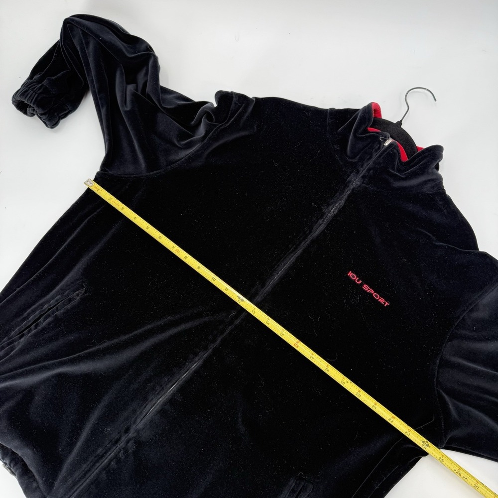 IOU Sport Jacket Men's Large Jacket Velour Black 90s Vintage Hip Hop Skater - Picture 5 of 8